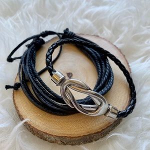 Set of two Leather Black Bracelets